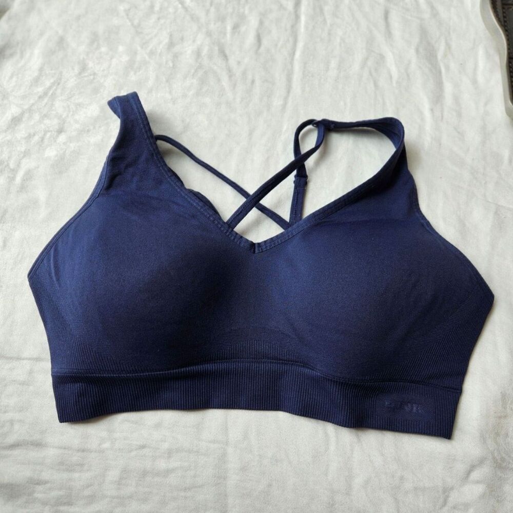 Victoria's Secret PINK Adjustable Racerback Strappy Sports Bra Navy Blue Medium